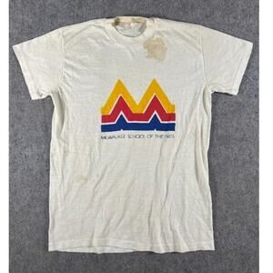 VTG 70s 80s Milwaukee School of the Arts Promo Tshirt Mens Large White Thrashed